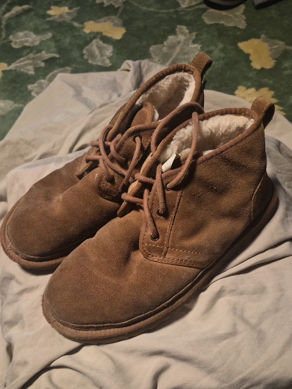 UGG Brown Suede Lace-Up Winter Boots with Shearling Lining
